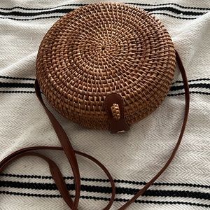 Round Wicker Purse with Strap